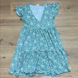 See You Monday Teal Floral Womens Dress - Size Medium